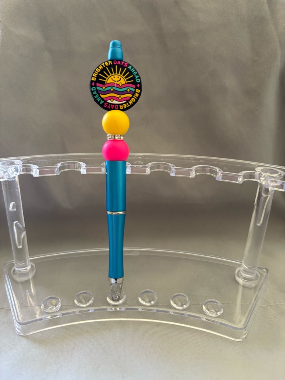 Brighter Days Ahead Teal Ballpoint Pen with Pink & Yellow Accents